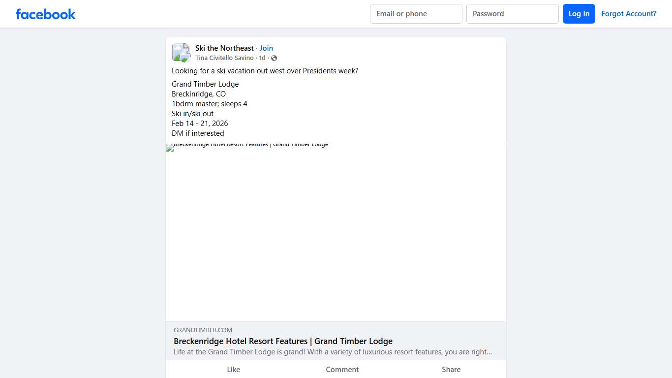 Ski the Northeast Looking for a ski vacation out west over Presidents week Facebook