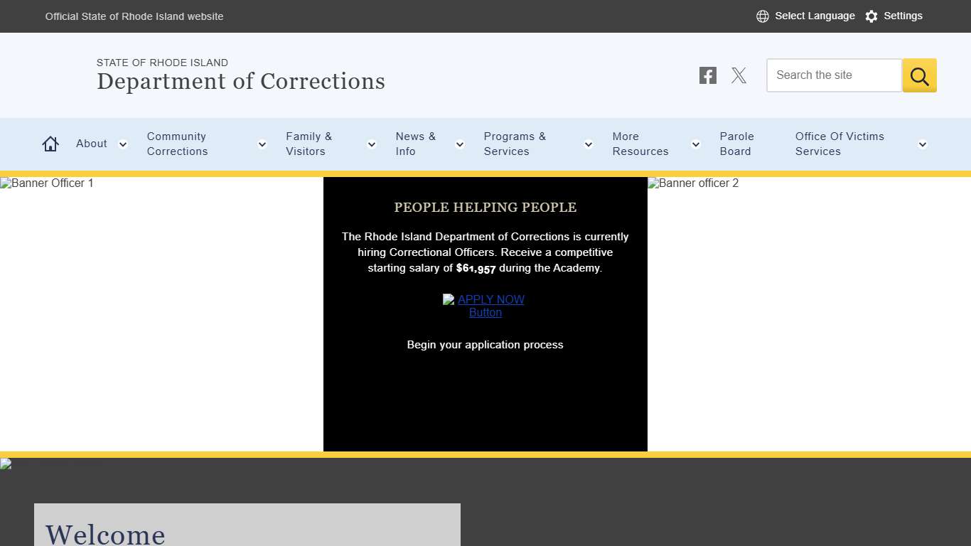 Welcome Department of Corrections